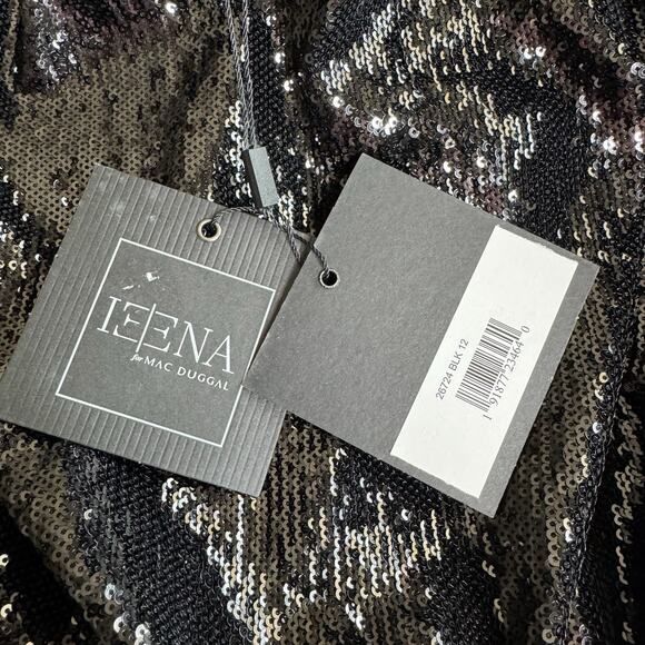 Mac Duggal Ieena Black Size 12 Sequin Structure Faux Blazer Mini Dress 26724 NWT - Picture 9 of 16